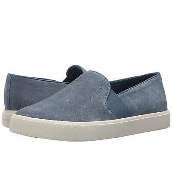 Vince Blair Embossed Suede Sneaker Slip On Denim Indigo Shoe - Picture 10 of 12
